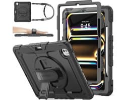 Schokbestendige iPad Pro 13 Inch Hoes met 360 Draaibare Handriem en Schermbeschermer