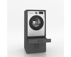 Wasmachinekast Enkel 67x145x67cm | Ruimtebesparend & Super Stevig | Met Uitschuiflade | Voor Wasmachine of Droger | Antraciet