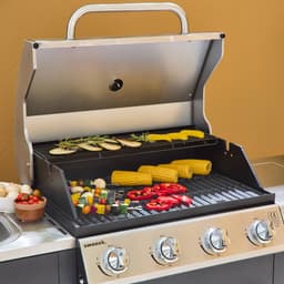 sweeek - Gasbarbecue met 4 branders + 1 zijbrander, buitenkeuken met gootsteen, keukengerei en thermometer - d'artagnan — thumbnail 5