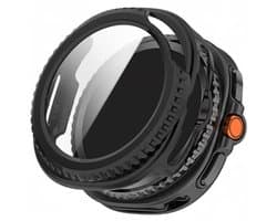 Screenprotector case - geschikt voor Samsung Galaxy Watch 8 Classic - 46mm - full cover hoesje - gehard glas - 46 mm - volledige bescherming - zwart