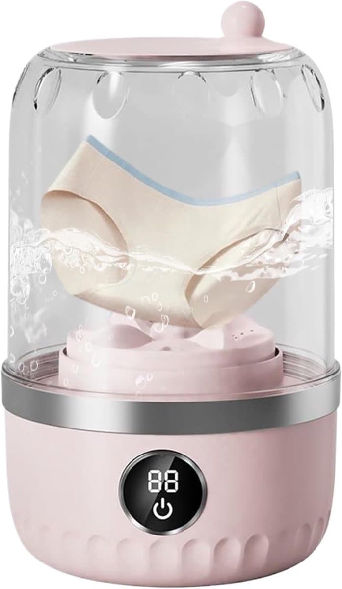 Draagbare mini-wasmachine - Kleine wasmachine van 1 liter - Geschikt voor het wassen van kleding, stoffen, sokken en ondergoed - Ideaal voor op reis, kamperen, studentenkamers, hotels, enz. - Roze — afbeelding 1