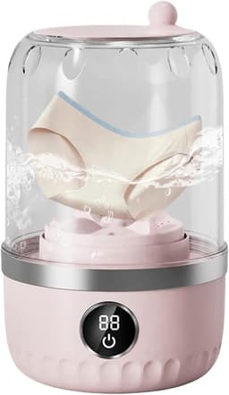 Draagbare mini-wasmachine - Kleine wasmachine van 1 liter - Geschikt voor het wassen van kleding, stoffen, sokken en ondergoed - Ideaal voor op reis, kamperen, studentenkamers, hotels, enz. - Roze — thumbnail 1