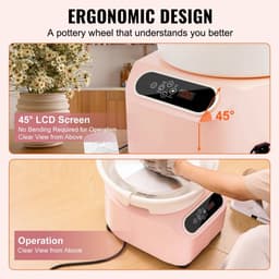 Pottenbakkersschijf - Elektrische kleidraaischijf - 28 cm Diameter - 350 W Motor - Pedaalbediening - LCD Touchscreen - Directe Aandrijving - Inclusief Gereedschap - Roze — thumbnail 4