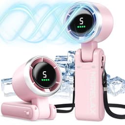 Draagbare Turbo-Handventilator met 5 Snelheden en LED-display - 4000 mAh, USB Oplaadbare Koelventilator voor Outdoor Activiteiten, Reizen en Werk, Roze — thumbnail 3