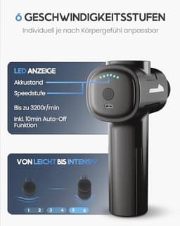 HELDENWERK Massagepistool incl. 6 massagekoppen en 3200 omw/min, spiermassagepistool met USB-C-aansluiting, spiermassageapparaat, massagegun, spiermassagepistool, spierpistool (grijs) — thumbnail 4