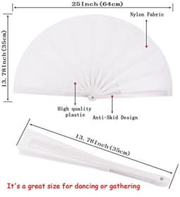 Grote Opvouwbare Nylondoek Ventilator voor Vrouwen - Handventilator voor Dans en Geschenken — thumbnail 4