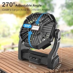 Campingventilator met LED-licht en lange accuduur - 20.000 mAh, 4 snelheden, ideaal voor outdoor, picknick en thuis — thumbnail 3