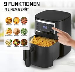 GOURMETmaxx 4L Airfryer heteluchtfriteuse met touchscreen 9 functies 8 programma’s – minibakoven, bijna zonder olie braden, spijltjes geschikt voor afwas — thumbnail 9