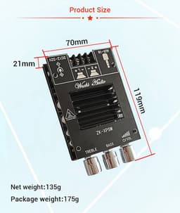 150W TDA7498E Audio Eindversterker met Equalizer, Bluetooth 5.0 en HiFi Geluidskwaliteit voor Thuisbioscoop en Muziek — thumbnail 3