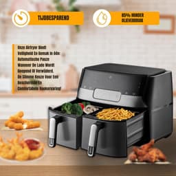 MMP® Dubbele Airfryer - Heteluchtfriteuse - Duo Airfryer - 9 L - 35x39x31cm - Zwart — thumbnail 7