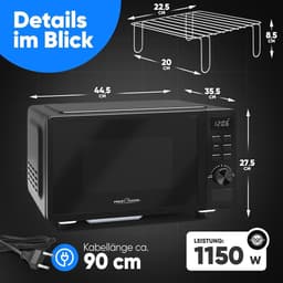 Magnetron met Grill 20L - Draaipleateloze Magnetron met Timer en Ontdooifunctie — thumbnail 4