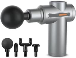 massage gun- massage apparaat- massagegun- Deep Tissue Massage Gun - Draagbare elektrische spiermassager - Massager met hoge intensiteit - Pijnverlichting - Wordt geleverd met 4 accessoires - Ondersteunt LCD-scherm en meerdere instellingen (grijs) — thumbnail 1