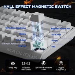 MADLIONS MAD 60 HE RGB - Gaming Keyboard (Toetsenbord) - 60% - 8KHz - 0.04mm Rapid Trigger - Magnetisch - RGB - PBT - 61 Toetsen - Side-Printed - Wit — thumbnail 4