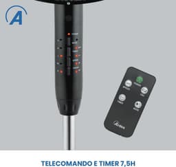 Stille Staande Ventilator met Afstandsbediening - 40 cm Oscillerend met 5 Vleugels en Instelbare Timer — thumbnail 4