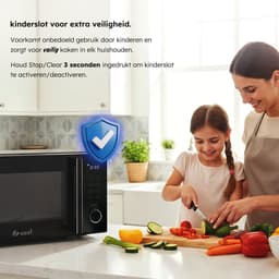 Combi Magnetron - 25L - Combimagnetron Vrijstaand - Grill en Hetelucht Functie - 10 kookprogramma's - Digitale Timer en Kinderslot - 900W - Zwart - Saaf — thumbnail 5
