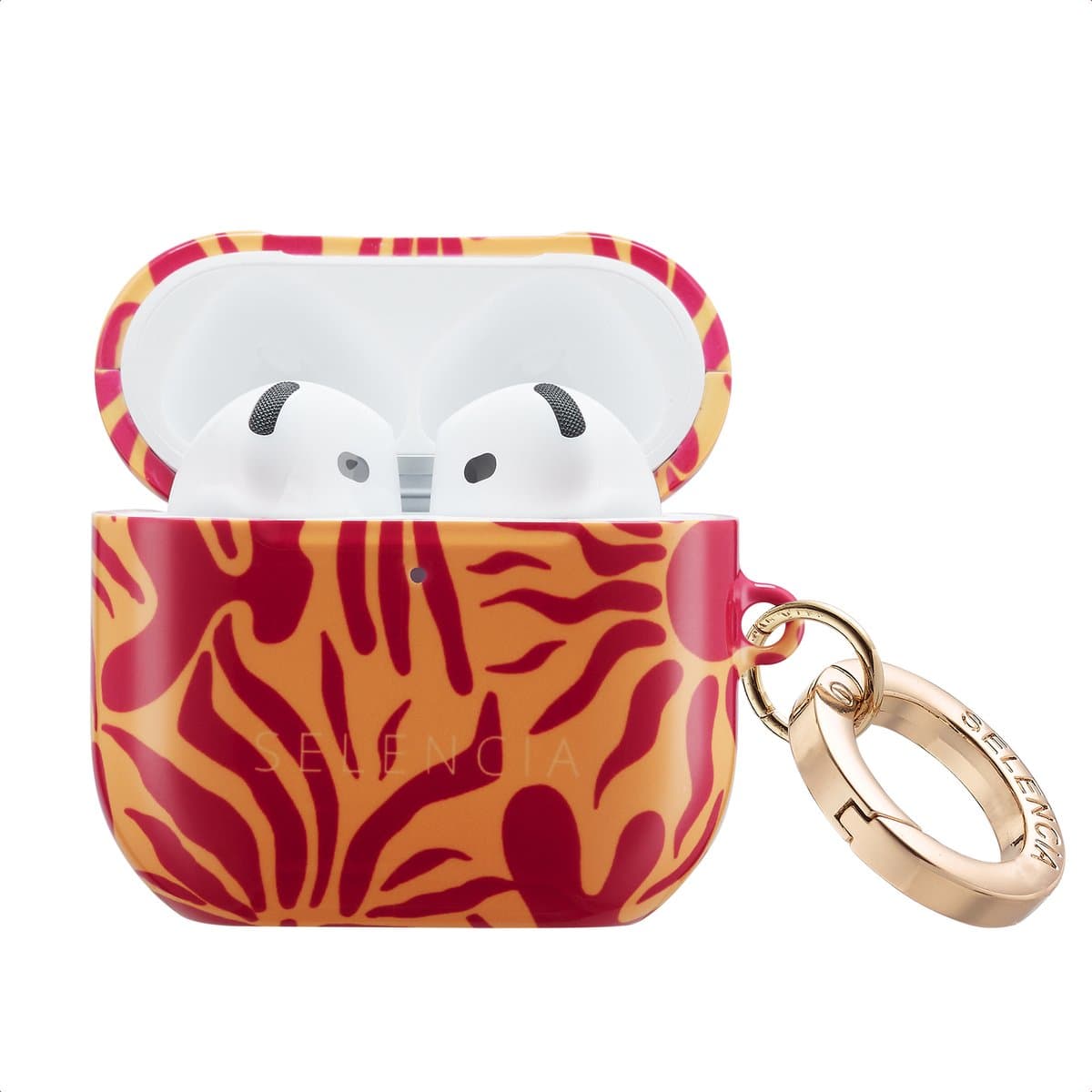 Selencia Case - Hoesje geschikt voor AirPods 4 - Tropical Vibes Apricot — afbeelding 1