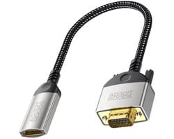 AdroitGoods VGA naar HDMI female Adapterkabel Eéndirectioneel 1080p 60Hz 20cm, duurzame gevlochten kabel, compatibel met laptops, pc’s, projectoren en tv-schermen