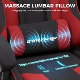 GTPLAYER Gamingstoel 135° verstelbaar, ergonomisch, met uitschuifbare voetsteun - Rood stof — thumbnail 4