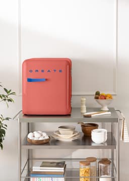 CREATE - Koelkast in retrostijl - Terracotta - Handvat Kobaltblauw - FRIDGE RETRO 48L — thumbnail 4