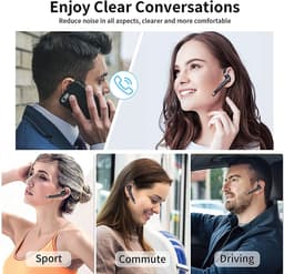 Gigicial Bluetooth-hoofdtelefoon - Hoofdtelefoon met ruisonderdrukking - Met Bluetooth 5.1 en CVC 8.0-ruisonderdrukkingstechnologie voor snellere verbindingssnelheden - Eén paar - Geschikt voor kantoor en reizen - Zwart — thumbnail 5