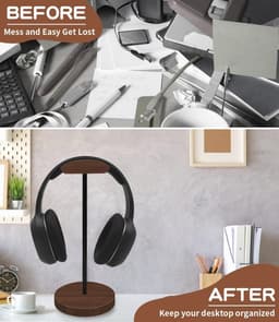 Hoofdtelefoonhouder voor Bureau - Houten en Metalen Gaming Stand voor Headsets — thumbnail 4