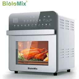 BioloMix Airfryer Oven 15L van RVS - Heteluchtfriteuse & Mini Oven met Dubbele Verwarming - Olievrij Frituren - Oven, Broodrooster, Draaispit & Dehydrator - Transparante Touchscreen Oven - 1700W - Groot Formaat voor Gezin — thumbnail 1
