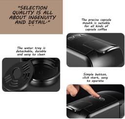 KZQ Koffiemachines - Espressomachine - Koffiezetapparaat - Espressomachines - Koffiemachine - Capsule koffiemachine - Automatische koffiemachine - Opstarttijd 40 seconden - Voor latte - Voor zwarte koffie - Voor thuis - Voor kantoor - Cadeau - Zwart — thumbnail 5