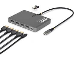 StarTech.com QUAD-USB-HDMI-ADAPT laptop dock & poortreplicator Bedraad USB 3.2 Gen 1 (3.1 Gen 1) Type-C Grijs