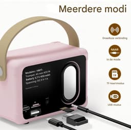 Ynkkvre - Retro bluetooth speaker - vintage decor - draagbare draadloze bluetooth speaker -roze — thumbnail 2