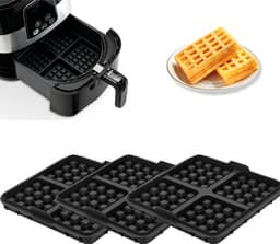 3 stuks wafelinzetstukken - geschikt voor Philips Airfryer 2000 Series NA229/00 - 24*18*4cm - zwart — thumbnail 2
