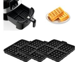 3 stuks wafelinzetstukken - geschikt voor Philips Airfryer 2000 Series NA229/00 - 24*18*4cm - zwart — afbeelding 1