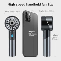 Draagbare mini USB ventilator met 2600 mAh batterij - Oplaadbare handventilator voor buiten - Max. 16 uur gebruik, 4 snelheden — thumbnail 4