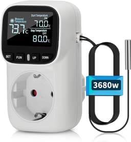 Digitale Temperatuurregelaar Sokkel met Sensor voor Koelen en Verwarmen - Thermostaat voor Aquarium, Koelkast en Kas — thumbnail 1