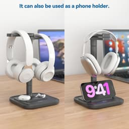 2-in-1 Desk Headphone Stand with Phone Holder - Rotating Non-Slip Organizer for All Headphone Sizes — thumbnail 5
