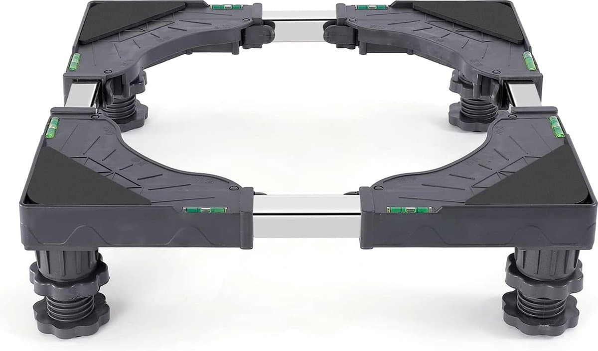 Wasmachine Basis met 4 Gevoerde Wielen - Draagvermogen Max. 200 kg - Verstelbare Breedte 40-62 cm - Hoogte 10-12,5 cm - Grijze Wasmachine Stand — afbeelding 1