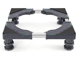 Wasmachine Basis met 4 Gevoerde Wielen - Draagvermogen Max. 200 kg - Verstelbare Breedte 40-62 cm - Hoogte 10-12,5 cm - Grijze Wasmachine Stand