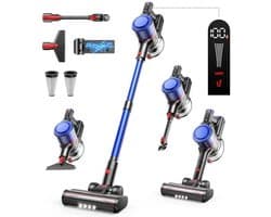 Draadloze Stofzuiger 40 kpa - 450W Steelstofzuiger met 55 Minuten Looptijd en Wandmontage