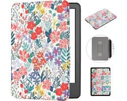Slanke Kunstleren Hoes met Handriem voor 6" Kindle Paperwhite (Oudere Generaties) - Beschermhoes Bloemenprint