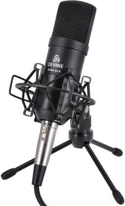 Condensatormicrofoon - incl. shockmount, kabel, statief - Met gratis lessen - Zwart - Devine M-Mic XLR BK — thumbnail 1