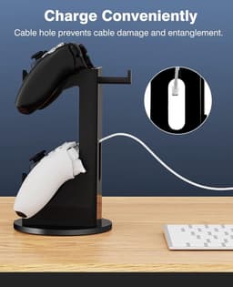 Standaard voor Gamecontroller en Koptelefoon, 2 in 1 Houder voor Spelaccessoires, Zwart. — thumbnail 2