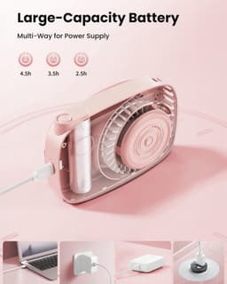 Draagbare Mini Ventilator met 360° Draaiende Spiegel - USB Handventilator met LED-display en 3 Snelheden — thumbnail 3