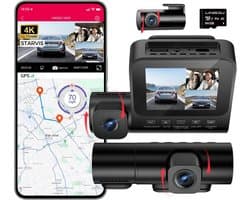 Dashcam 4K + 1080p met GPS en nachtzicht