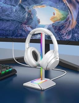 RGB Hoofdtelefoonstandaard met Draadloze Oplading en 7 Verlichtingseffecten — thumbnail 2