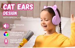 PowerLocus P2 Kids kinder- hoofdtelefoon lila/roze met oren — thumbnail 2