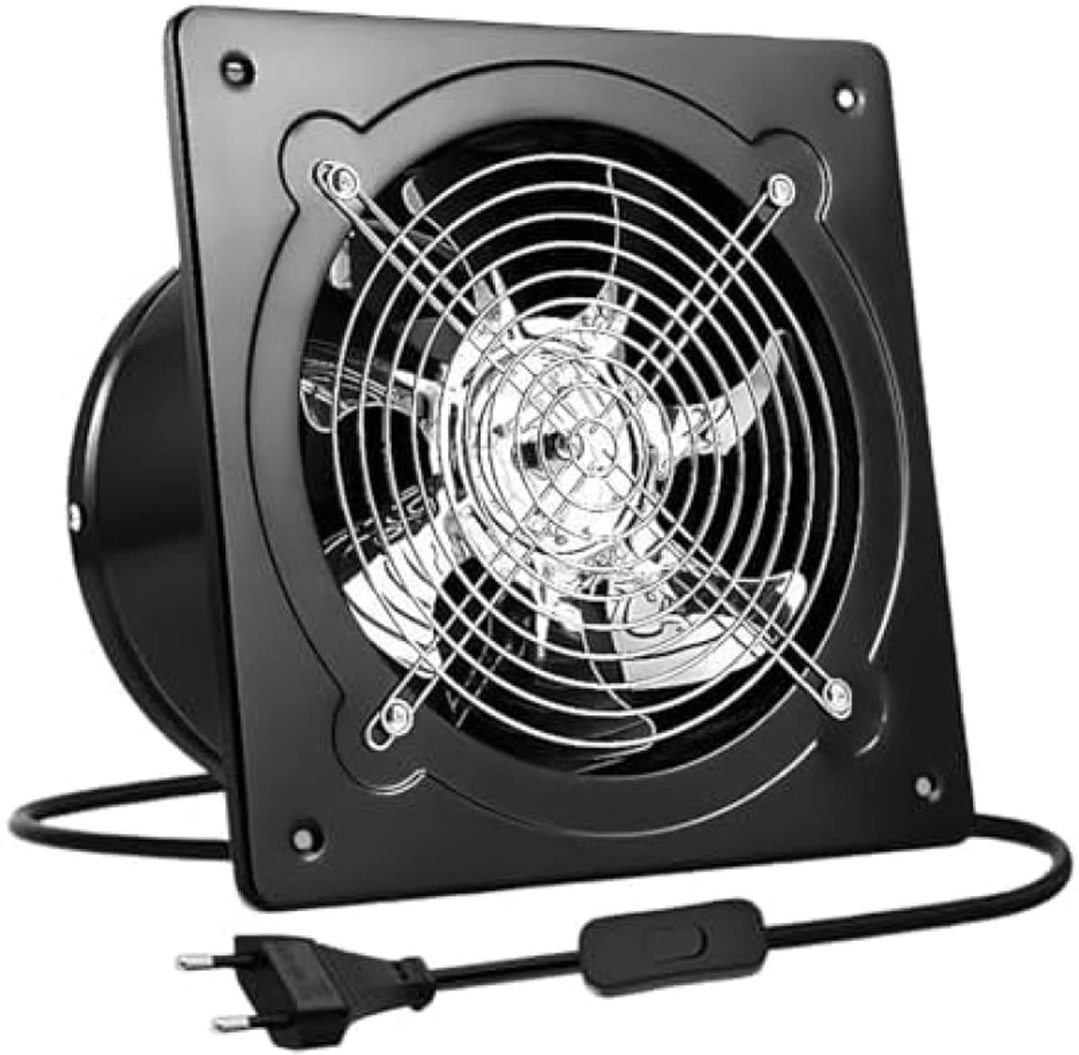 Afvoerluchtventilator 150 mm, Stille Muurventilator met Terugslagklep, 525 m³/u, Koperen Motor, Schroefmontage, voor Badkamer Keuken Garage — afbeelding 1