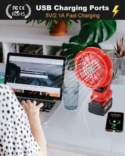 Draagbare Clip-On Ventilator op Accu met 3 Snelheden voor Binnen en Buiten — thumbnail 3