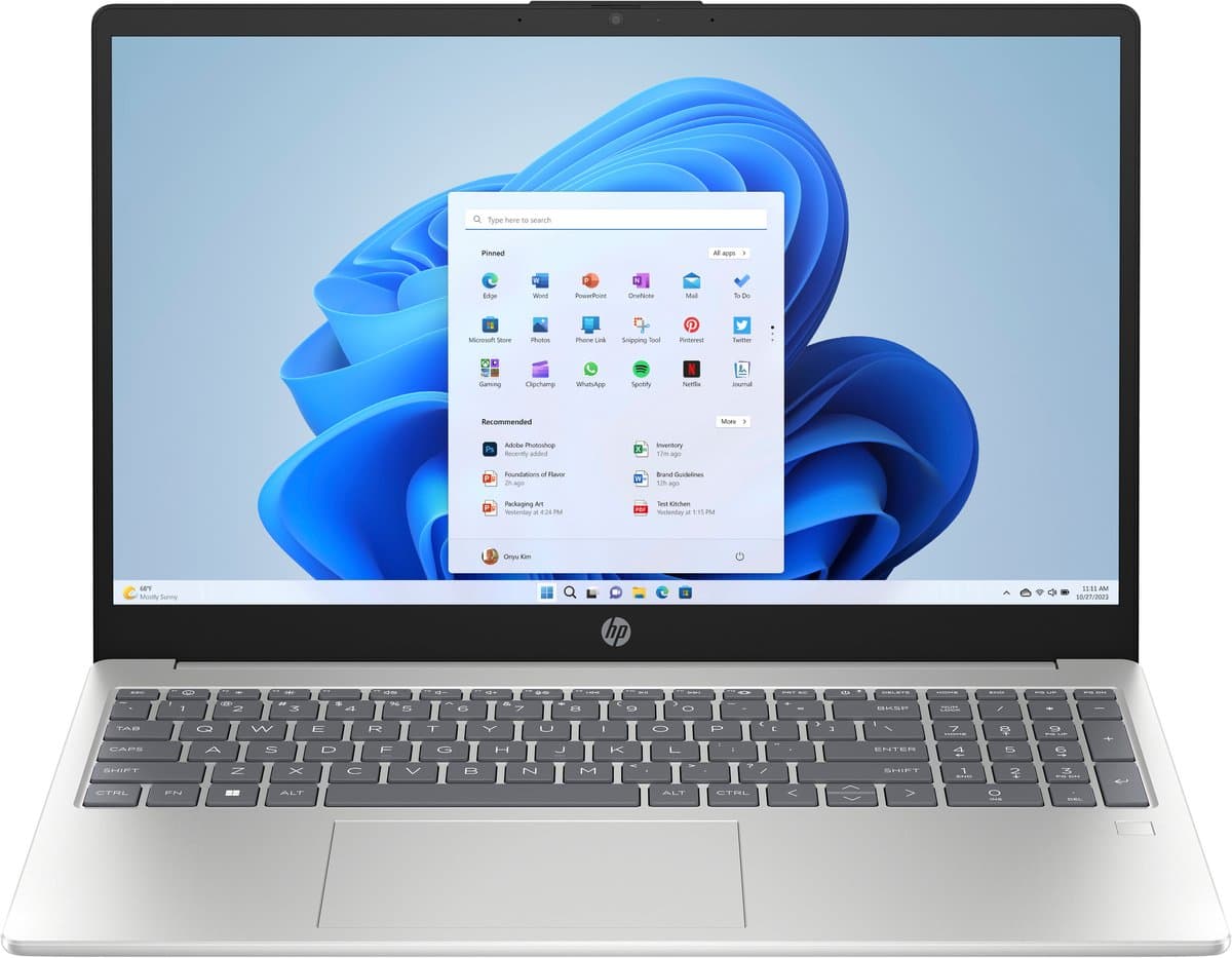 HP 15-fc0972nd AMD Ryzen™ 7 7730U Laptop 39,6 cm (15.6") Full HD 16 GB DDR4-SDRAM 512 GB SSD Wi-Fi 6 (802.11ax) Windows 11 Home Zilver — afbeelding 1