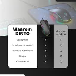 DINTO® Gaming Muis S103 - Optische - 6400 DPI - RGB - Game Muis — thumbnail 8
