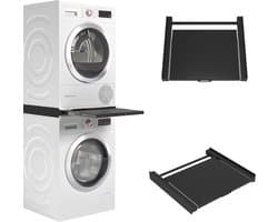 Wasophoogte® Tussenstuk wasmachine droger - Stapelkit wasmachine droger - Tussenkader - Geschikt voor elk type - Zwart