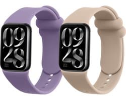 kwmobile horlogebandje geschikt voor Xiaomi Smart Band 8 Pro / Band 9 Pro / Redmi Watch 5 / Redmi Watch 4 polsband - Smartwatch bandje van TPU - Activity tracker horloge band in beige / lavendel
